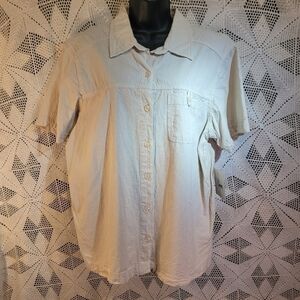 Ms. Lee size 1X 100% cotton button down short sleeve top NWT